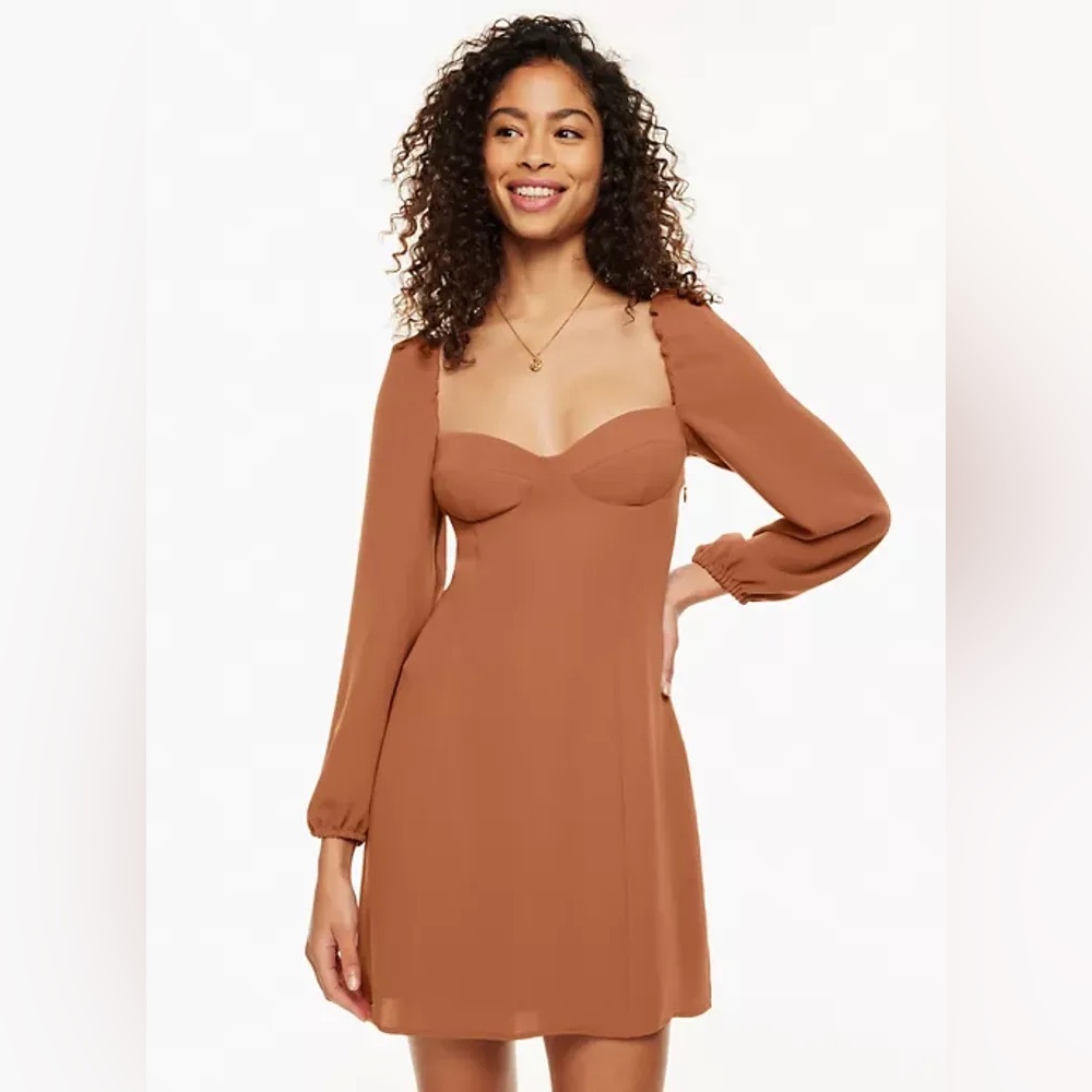 Aritzia Wilfred Novella Dress Size 0 Anise Brown